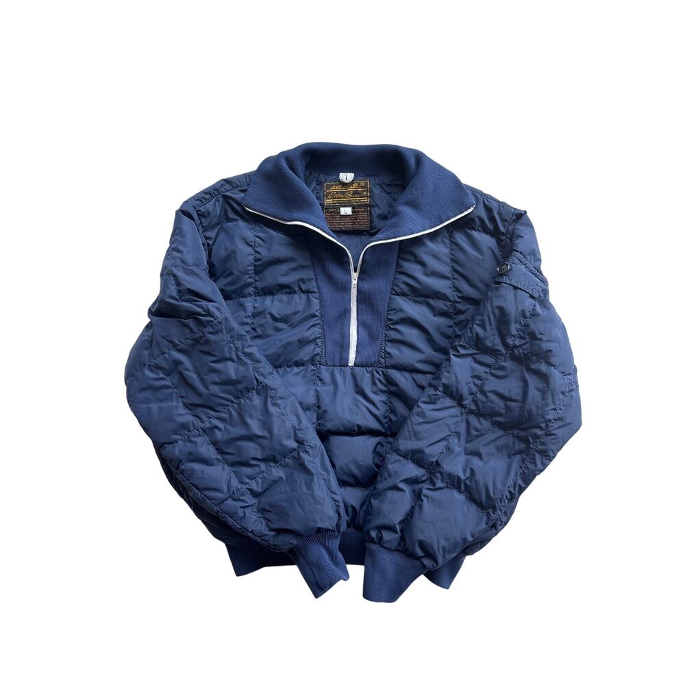 Vintage Eddie Bauer Packable Pullover Jacket Mens L Blue 1/4 Zip Expedition